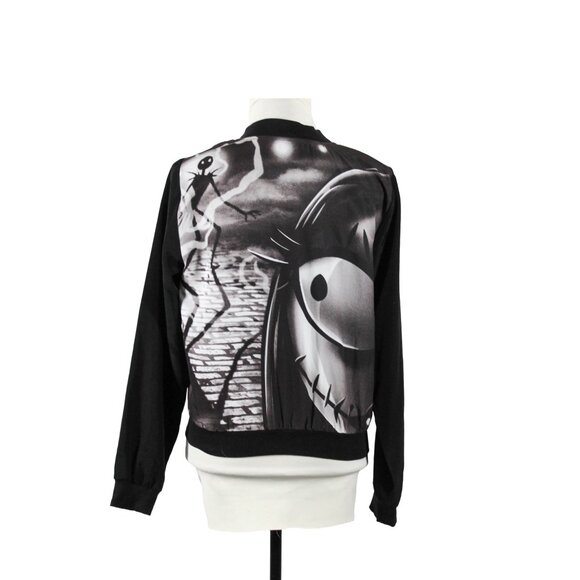 NWT Disney Nightmare Before Christmas Bomber Jacket Gray & Black Jack & Sally - Picture 8 of 10